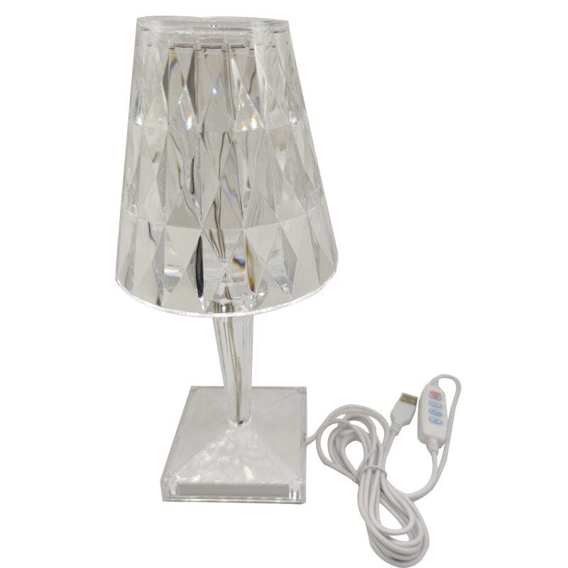 Elegant LED Table Lamp with Diamond Design | Cordless & Rechargeable for Versatile Indoor Lighting 0