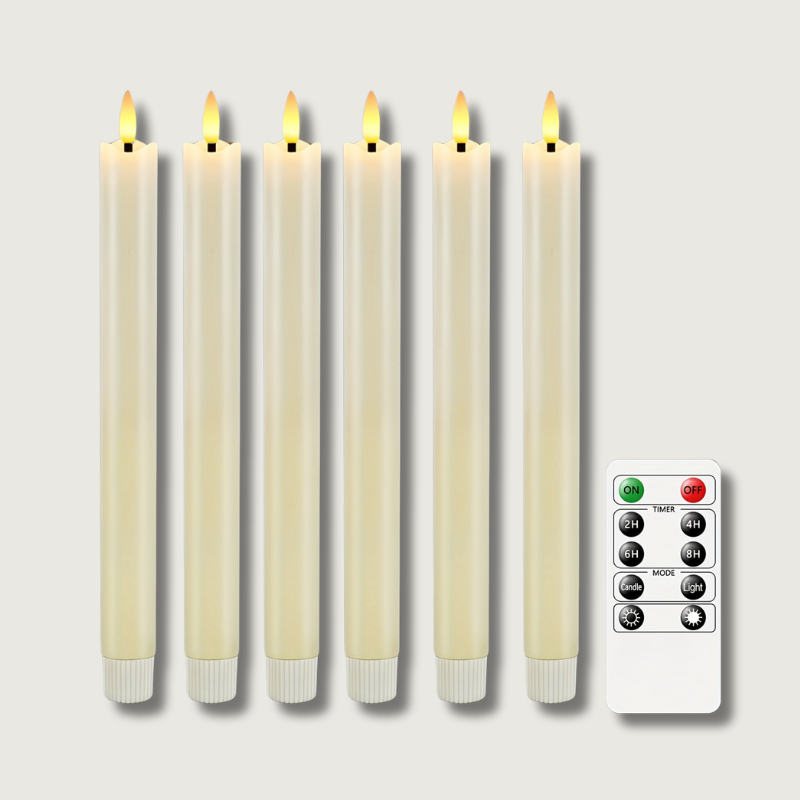 Elegant LED Taper Candles Set with Remote Control & Realistic Flicker | Flameless Decor for Safe Ambiance 1