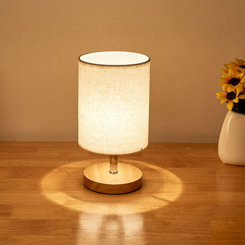LinenCraft | Elegant Minimalist Wood and Flax Bedside Table Lamp 0