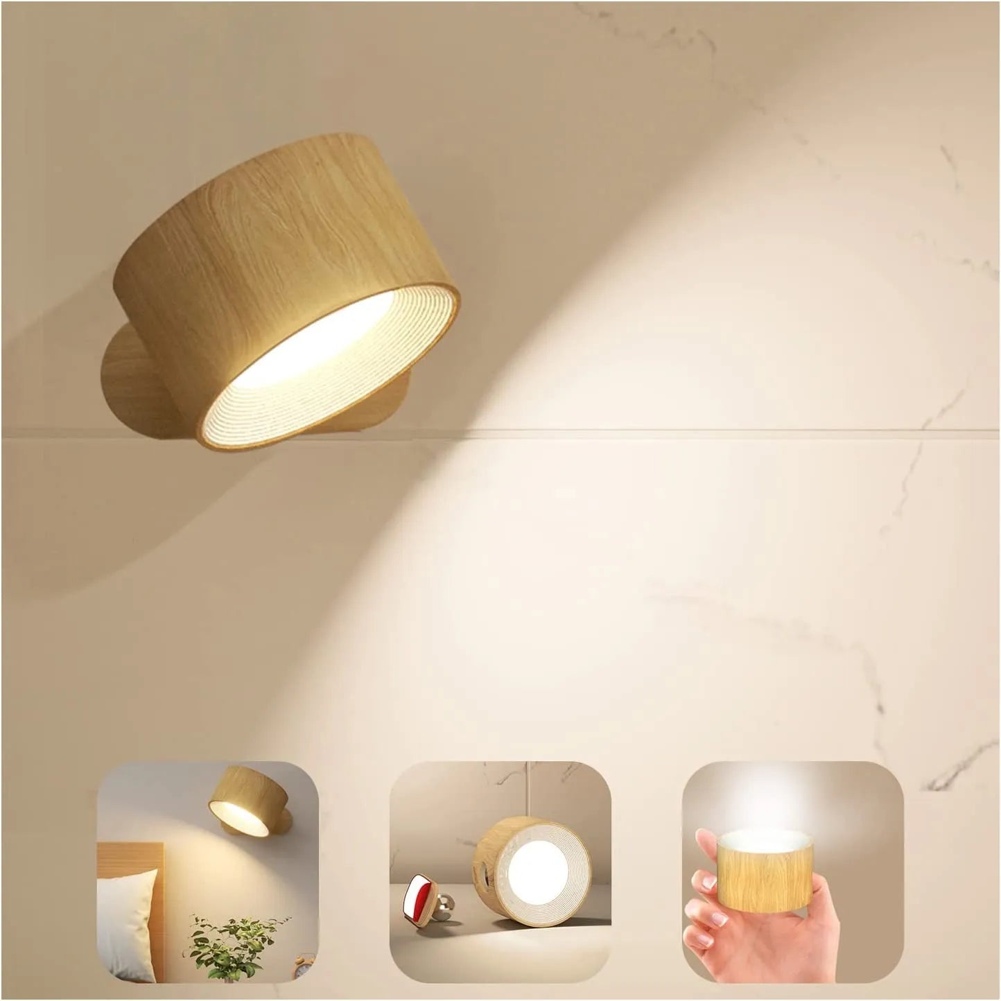 Luminara | Modern Wireless Rechargeable 360° Wall Lamp for Elegant Lighting 5